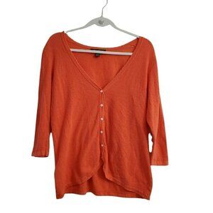 Tommy Bahama Cardigan Womens Medium Coral‎ Orange Button Up 3/4 Sleeve Sweater